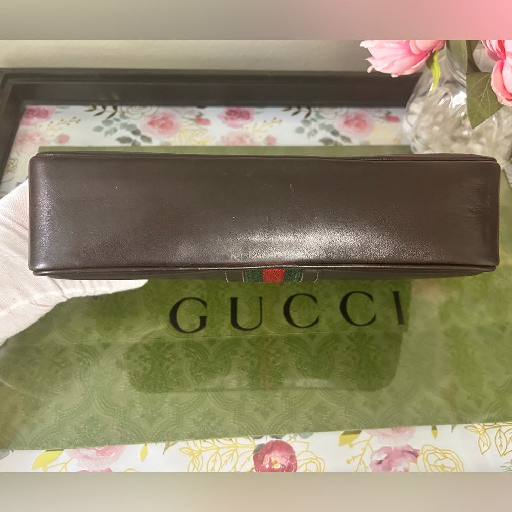 Gucci Vintage Sherry Line Dopp Kit Toiletry Rich Chocolate - Picture 4 of 11